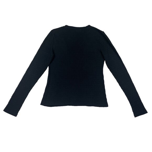 Pilcro Anthropologie Womens L Black Ribbed Long Sleeve Pullover Sweater Top - Picture 2 of 8